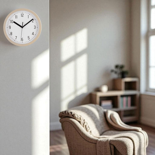 KI-generiertes Bild,Nostalgische Wanduhr Sand Beige 20cm Leicht Ablesbar Vintage Küchenuhr Bürouhr Retro