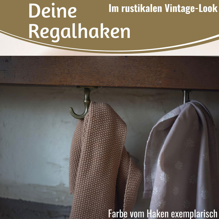 KI-generiertes Bild,IB Laursen Doppel Regalhaken Messing Vintage Schrankhaken Kleiderhaken Deckenhaken