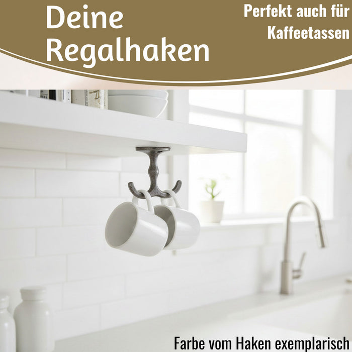 KI-generiertes Bild,IB Laursen Doppel Regalhaken Schwarz Vintage Schrankhaken Kleiderhaken Deckenhaken