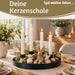 KI-generiertes Bild,Kerzentablett Kerzenhalter Magnet Schwarz 4 Stabkerzen Rund Ø25cm Deko Tablett