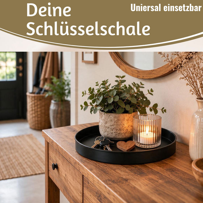 KI-generiertes Bild,Kerzentablett Kerzenhalter Magnet Schwarz 4 Stabkerzen Rund Ø25cm Deko Tablett