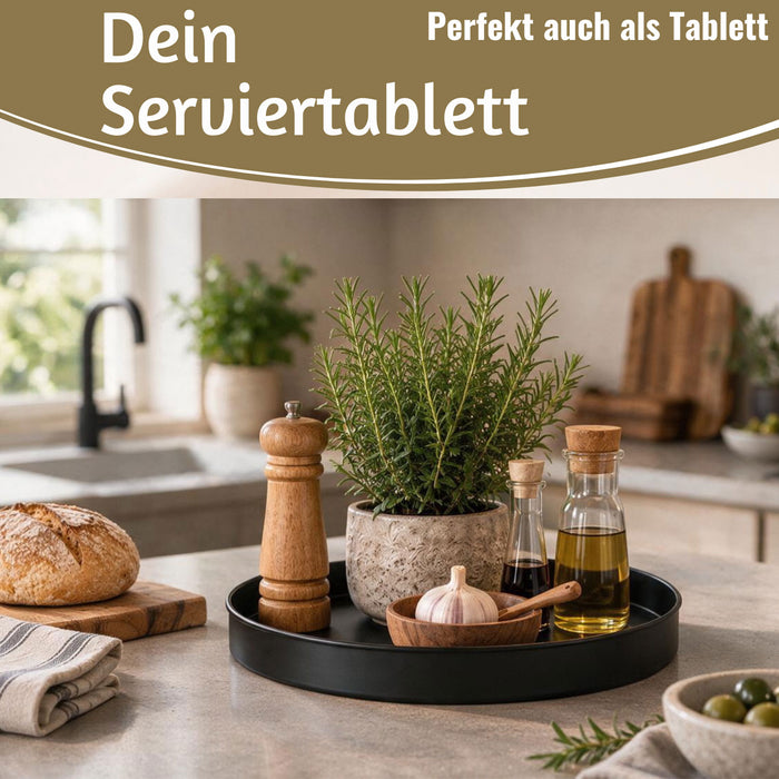 KI-generiertes Bild,Kerzentablett Kerzenhalter Magnet Schwarz 4 Stabkerzen Rund Ø25cm Deko Tablett