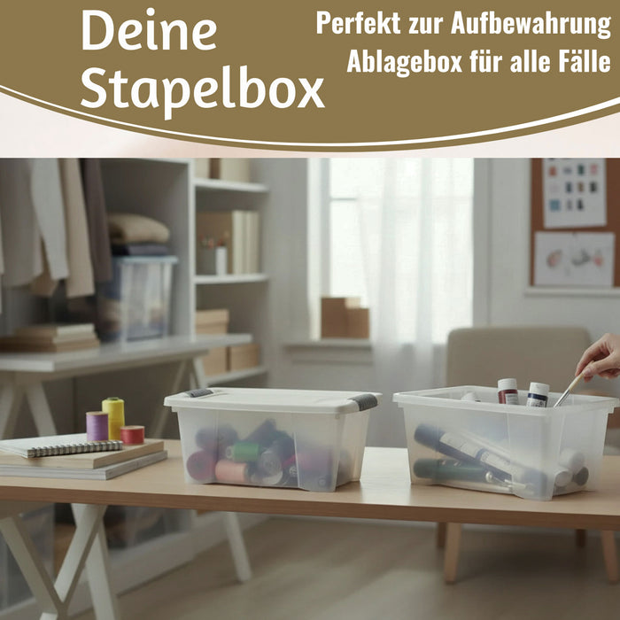 KI-generiertes Bild,Stapelbox Allzweckbox 3´er Set 30x20x15cm mit Deckel Transportbox Stapelkiste