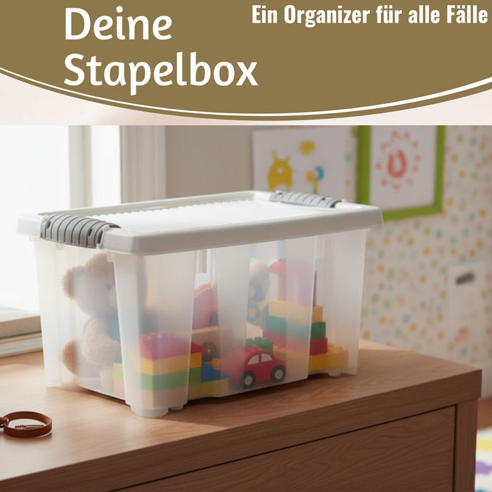 KI-generiertes Bild,Stapelbox Allzweckbox 3´er Set 30x20x15cm mit Deckel Transportbox Stapelkiste