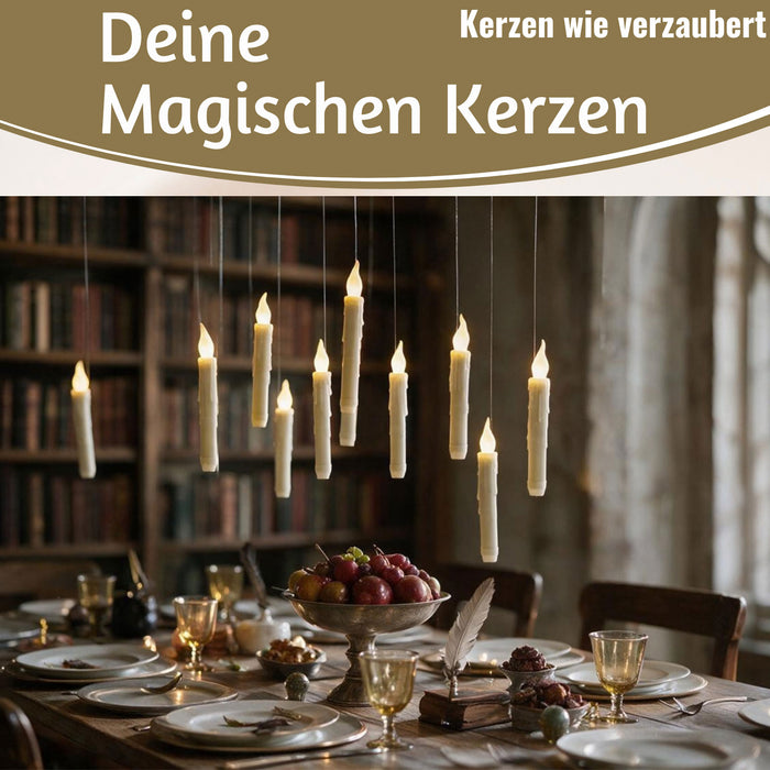 KI-generiertes Bild,LED 3D schwebende Stabkerzen 10 Kerzen Zauberstab Fernbedienung flackernde Kerze