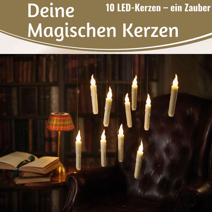 KI-generiertes Bild,LED 3D schwebende Stabkerzen 10 Kerzen Zauberstab Fernbedienung flackernde Kerze