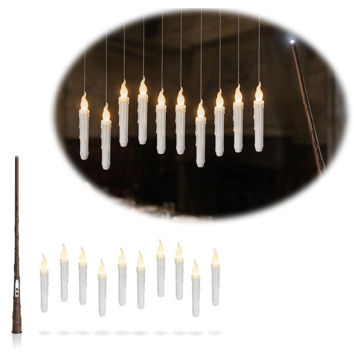 KI-generiertes Bild LED 3D schwebende Stabkerzen 10 Kerzen Zauberstab Fernbedienung flackernde Kerze