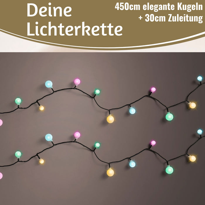 KI-generiertes Bild,LED Lichterkette Kugeln Soft Multi Colour 60 Lampen 4,5 Meter Timer Batterie