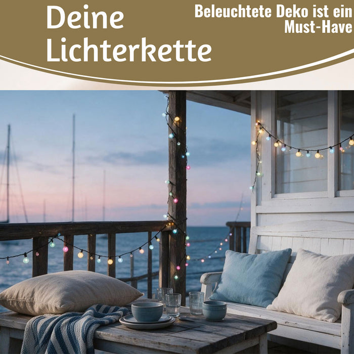 KI-generiertes Bild,LED Lichterkette Kugeln Soft Multi Colour 60 Lampen 4,5 Meter Timer Batterie
