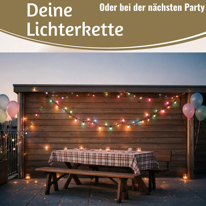 KI-generiertes Bild,LED Lichterkette Kugeln Soft Multi Colour 60 Lampen 4,5 Meter Timer Batterie