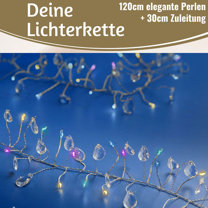 KI-generiertes Bild,Micro LED Lichterkette Perlen Soft Multi Colour 80 Lampen 1,2 Meter Timer Batterie