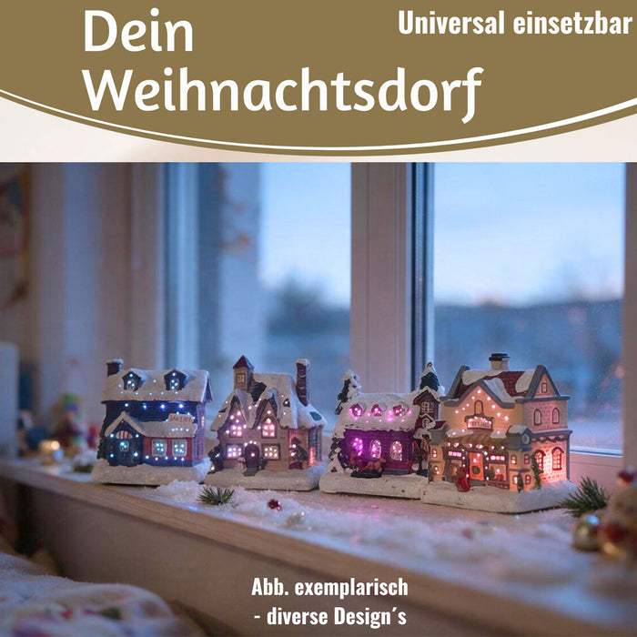 KI-generiertes Bild,LED Lichthaus 12,5cm 2x AA Batterie für Weihnachtsstadt Weihnachtsdorf
