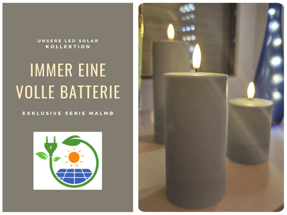 KI-generiertes Bild,Solar Outdoor LED 3D Stumpenkerze 15x7,5cm Sand Timer Kunststoff flackernde Kerze