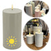 KI-generiertes Bild Solar Outdoor LED 3D Stumpenkerze 10x7,5cm Sand Timer Kunststoff flackernde Kerze