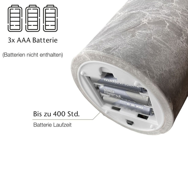 KI-generiertes Bild,LED 3D Stumpenkerze Grau 10x8cm Beton-Optik Timer flackernde flammenlose Kerze