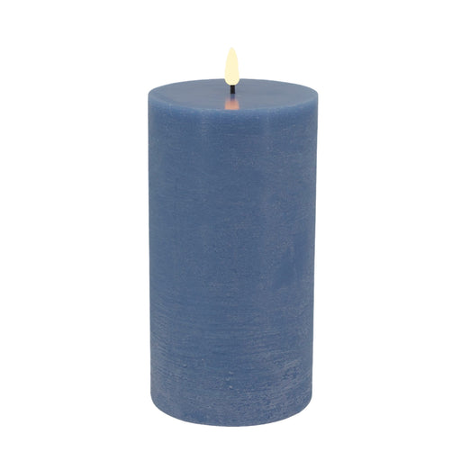 KI-generiertes Bild,LED 3D Stumpenkerze Ribe Blau 10x7,5cm Echtwachs flackernde flammenlose Kerze