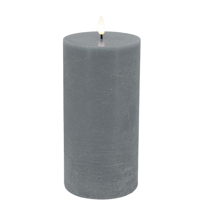 KI-generiertes Bild,LED 3D Stumpenkerze Ribe Grau 10x7,5cm Echtwachs flackernde flammenlose Kerze