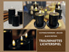 KI-generiertes Bild,Real Flame 3D LED Stumpenkerze 10cm Ribe Schwarz Echtwachs flackernde Blockkerze