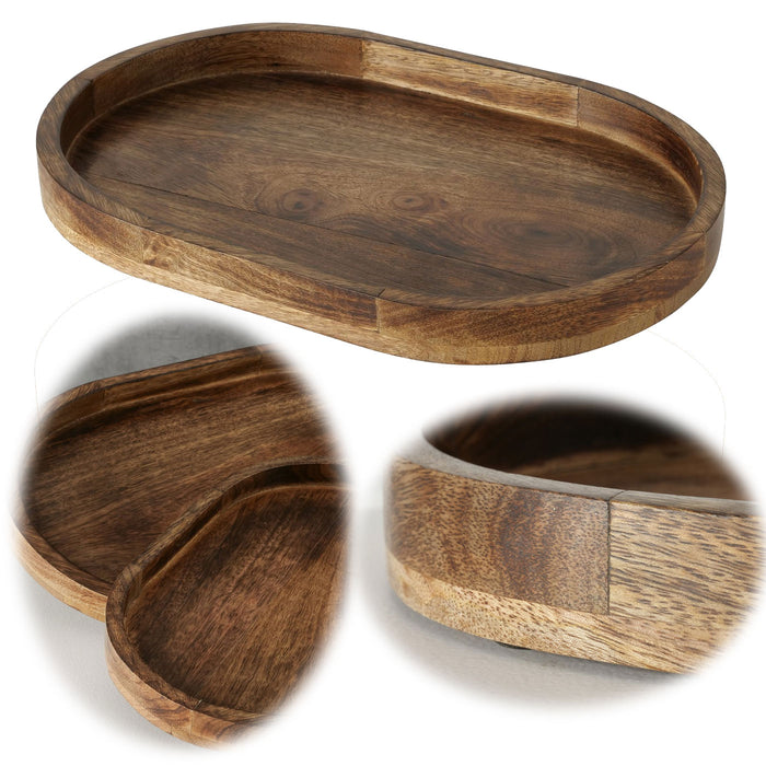 KI-generiertes Bild Deko-Tablett Mango Holz Braun 36cm Rund Serviertablett Kerzen-Schale Obst-Schale