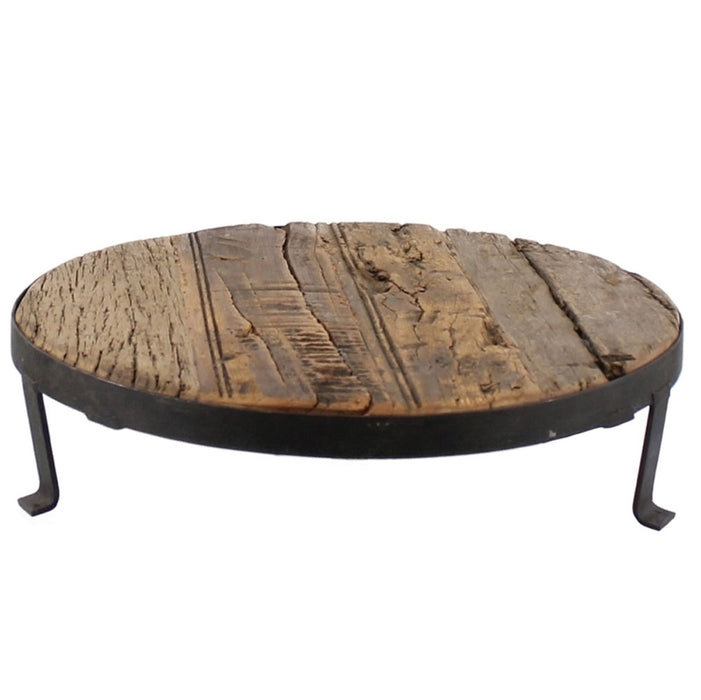 KI-generiertes Bild,Vintage Holz Pflanzenhocker Dehli 20cm Minitisch Deko-Tablett Blumenständer