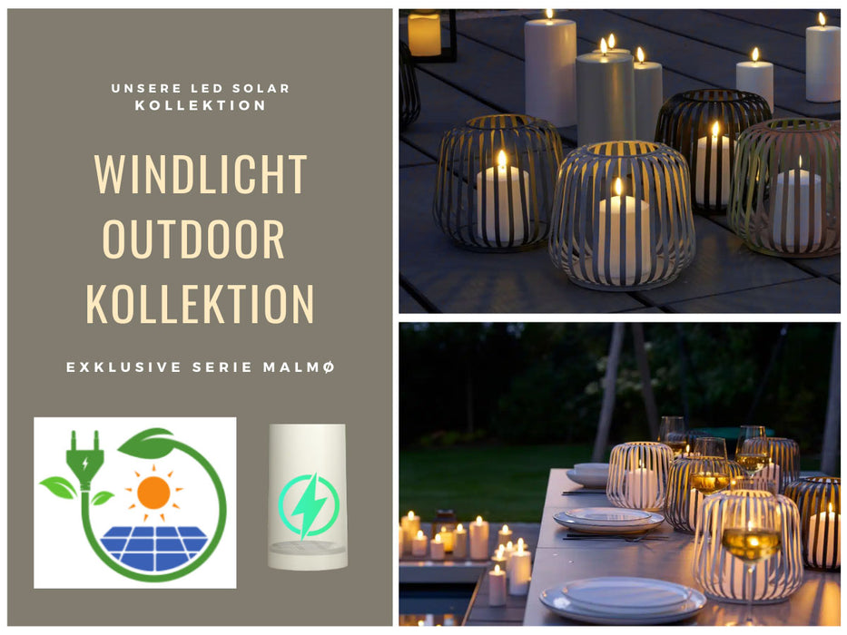 KI-generiertes Bild,Solar Outdoor LED Windlicht Lampe Sand 20cm Stumpenkerze Timer Metall Kunststoff