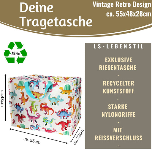 KI-generiertes Bild,XXL Jumbo Bag Baby Dinos Dinosaurier 55cm Aufbewahrungstasche Einkaufstasche