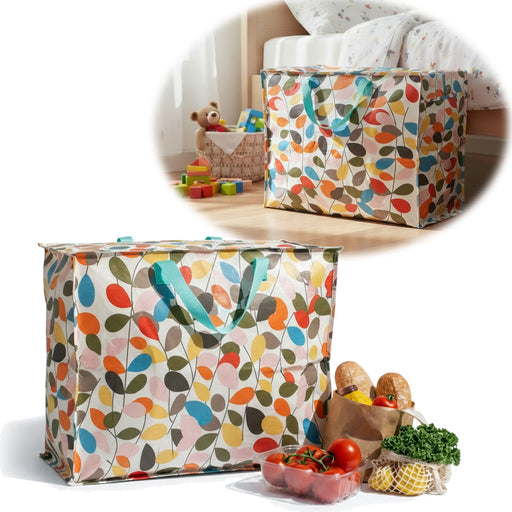 KI-generiertes Bild XXL Jumbo Bag Vintage Ivy Blumen 55cm Recycelt Kunststoff Aufbewahrungstasche Einkaufstasche