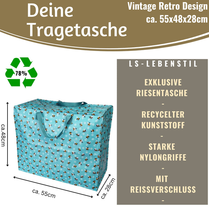 KI-generiertes Bild,XXL Jumbo Bag Bumblebee Türkis 55cm Aufbewahrungstasche Einkaufstasche