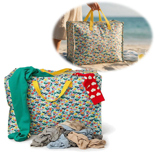 KI-generiertes Bild XXL Jumbo Bag Blumen 55cm Recycelt Kunststoff Aufbewahrungstasche Einkaufstasche