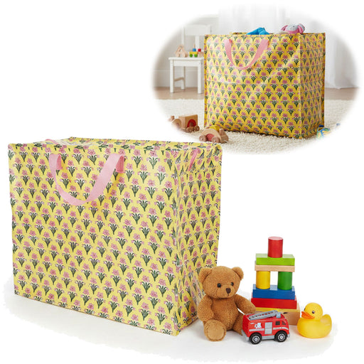 KI-generiertes Bild XXL Jumbo Bag Chandani Blüten 55cm Recycelt Kunststoff Aufbewahrungstasche Einkaufstasche