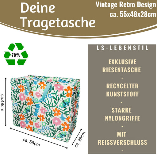 KI-generiertes Bild,XXL Jumbo Bag Esme - bunte Blumen 55cm Aufbewahrungstasche Einkaufstasche