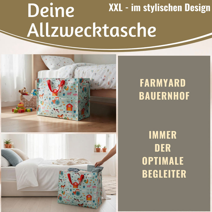 KI-generiertes Bild,XXL Jumbo Bag Farmyard Bauernhof Tiere 55cm Aufbewahrungstasche Einkaufstasche