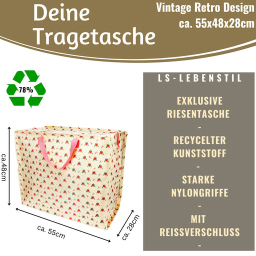 KI-generiertes Bild,XXL Jumbo Bag French Rose Rote Rosen 55cm Aufbewahrungstasche Einkaufstasche