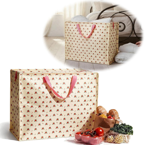 KI-generiertes Bild XXL Jumbo Bag French Rose Rote Rosen 55cm Recycelt Kunststoff Aufbewahrungstasche Einkaufstasche