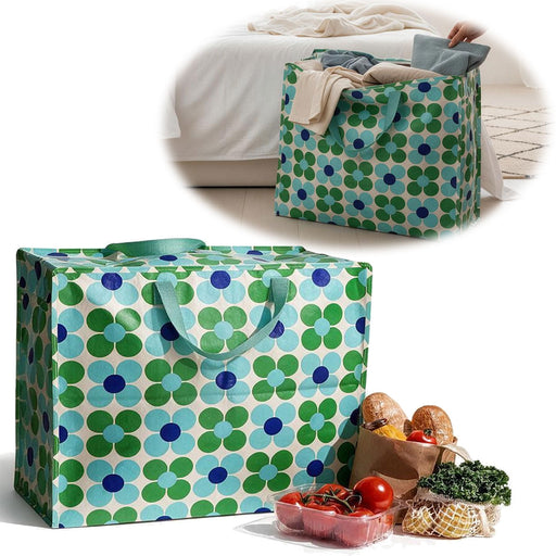 KI-generiertes Bild XXL Jumbo Bag Gänseblümchen Blau 55cm Recycelt Kunststoff Aufbewahrungstasche Einkaufstasche