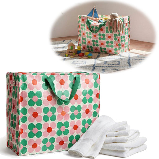 KI-generiertes Bild XXL Jumbo Bag Gänseblümchen Rosa 55cm Recycelt Kunststoff Aufbewahrungstasche Einkaufstasche