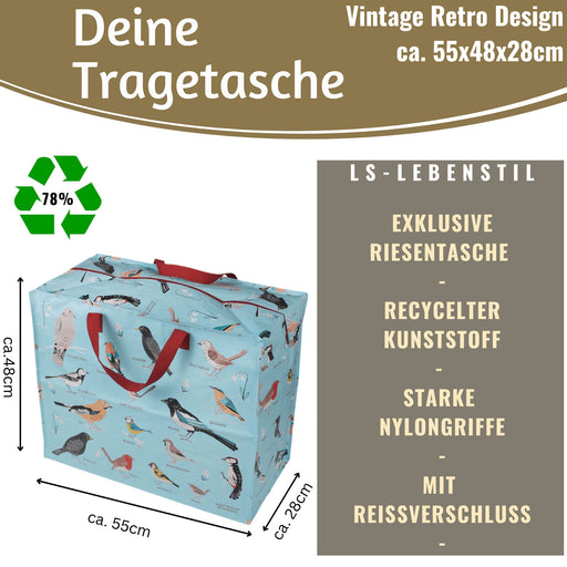 KI-generiertes Bild,XXL Jumbo Bag Garden Birds 55cm Aufbewahrungstasche Einkaufstasche