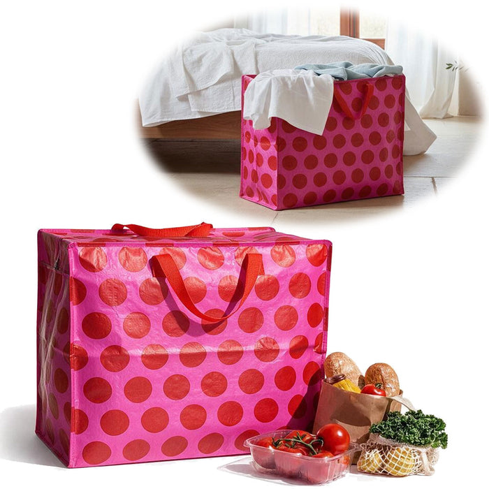 KI-generiertes Bild XXL Jumbo Bag Pink Rot Spotlight 55cm Recycelt Kunststoff Aufbewahrungstasche Einkaufstasche