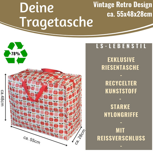 KI-generiertes Bild,XXL Jumbo Bag Apfel Rot Weiß 55cm Aufbewahrungstasche Einkaufstasche