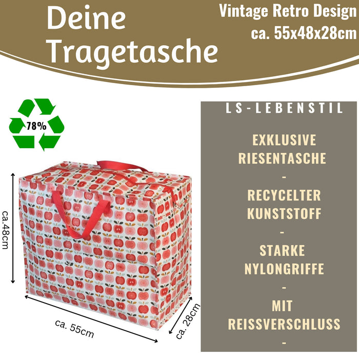 KI-generiertes Bild,XXL Jumbo Bag Apfel Rot Weiß 55cm Aufbewahrungstasche Einkaufstasche