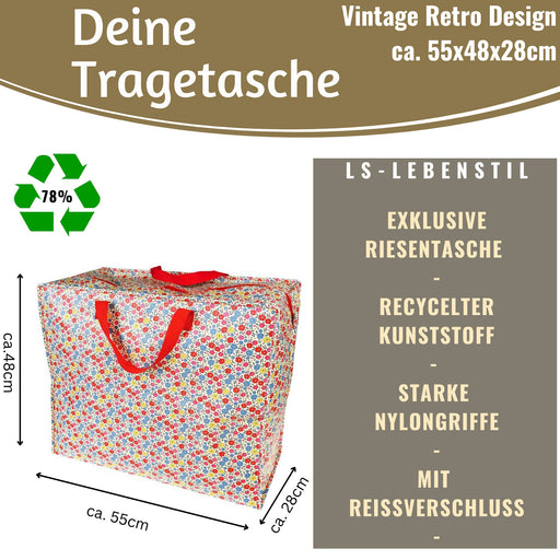 KI-generiertes Bild,XXL Jumbo Bag Tilde bunte Blumen 55cm Aufbewahrungstasche Einkaufstasche