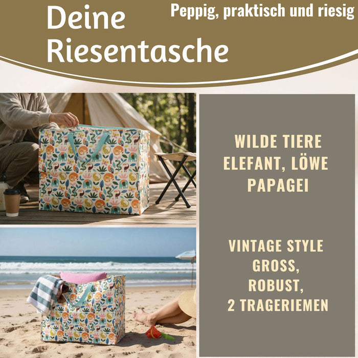 KI-generiertes Bild,XXL Jumbo Bag Wilde Tiere 55cm Aufbewahrungstasche Einkaufstasche