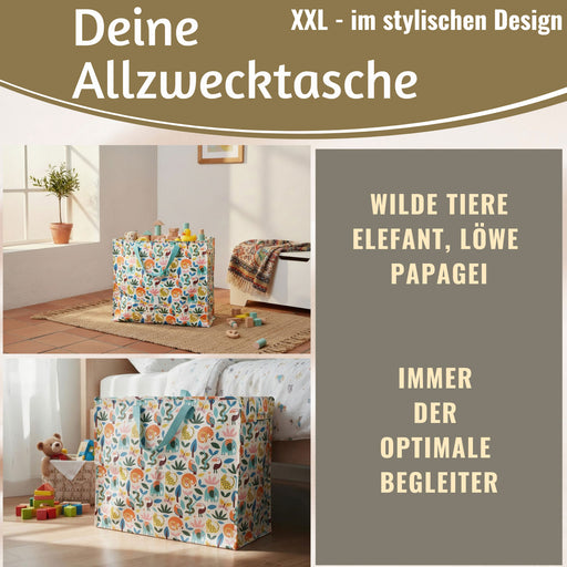 KI-generiertes Bild,XXL Jumbo Bag Wilde Tiere 55cm Aufbewahrungstasche Einkaufstasche