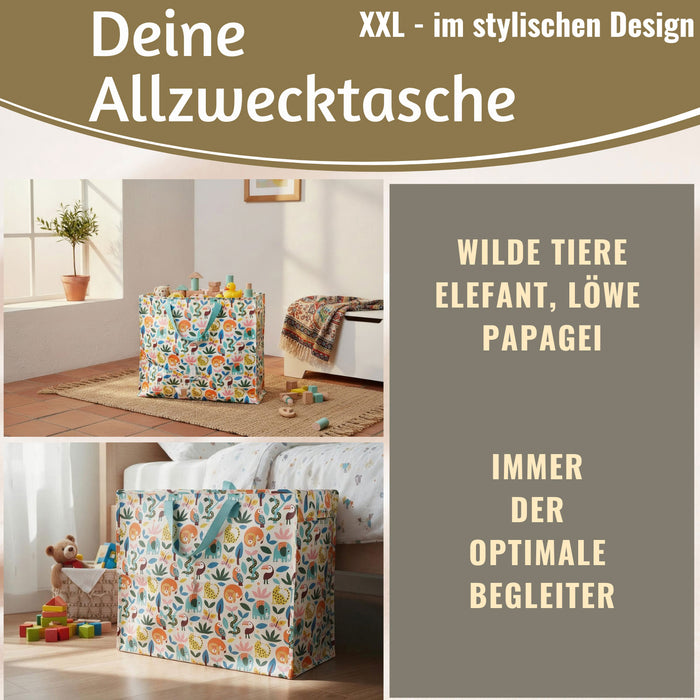 KI-generiertes Bild,XXL Jumbo Bag Wilde Tiere 55cm Aufbewahrungstasche Einkaufstasche