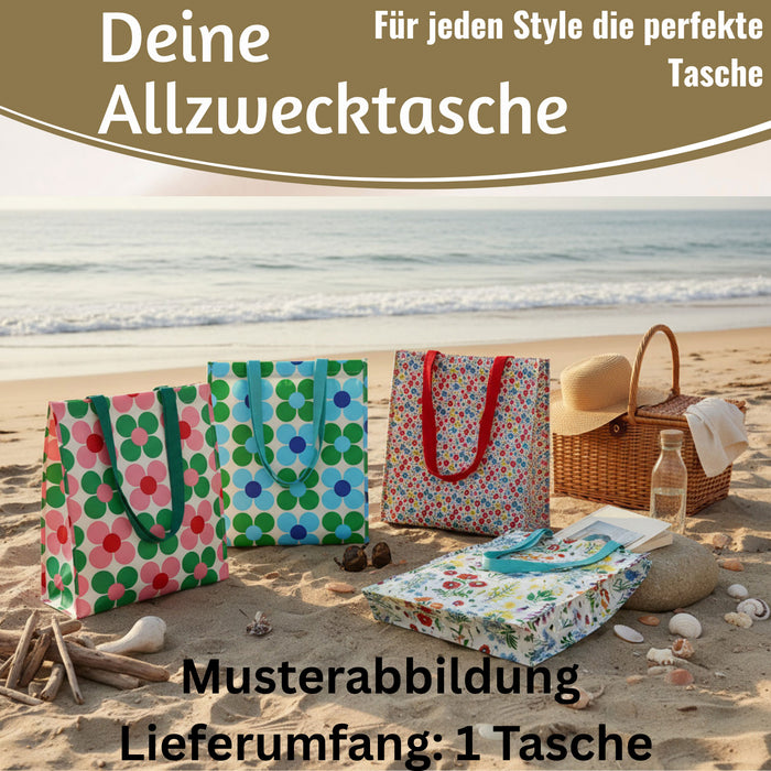 KI-generiertes Bild,Shopper Einkaufstasche Tilde Blumen faltbar Strandtasche Tragetasche