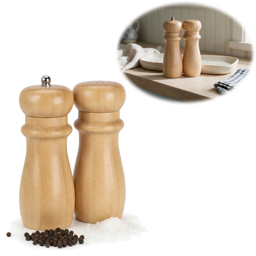 KI-generiertes Bild Holz Salzstreuer & Pfeffermühle FSC Bambus 16cm Keramikmahlwerk Gewürzmühle