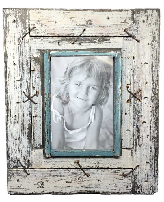 KI-generiertes Bild,Vintage Holz Bilderrahmen 10x15cm Weiß Maritim Aufsteller Fotorahmen