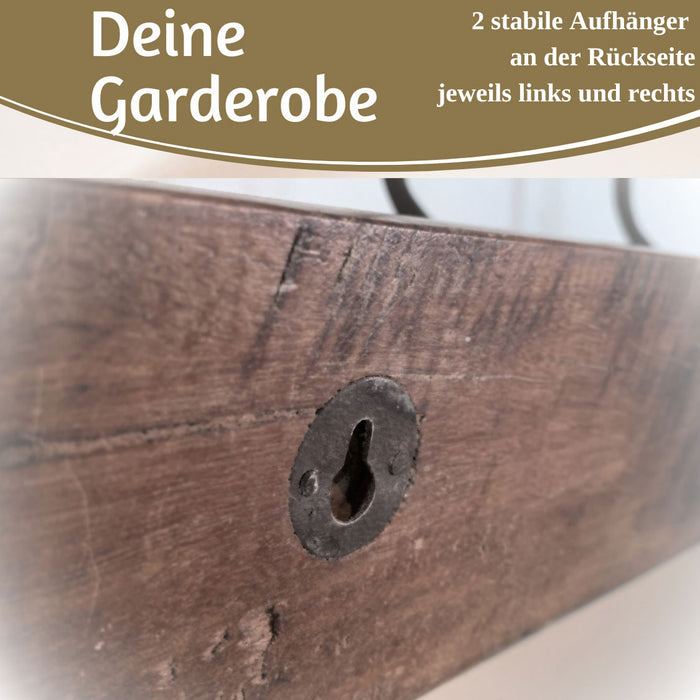 KI-generiertes Bild,Vintage Wandgarderobe Dehli 50cm Teak Holz Braun 4/8 Haken Kleiderhaken