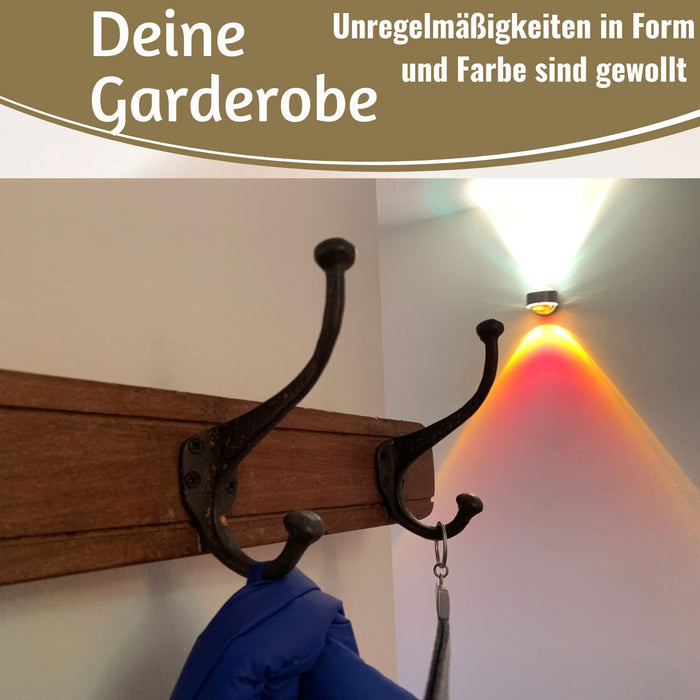 KI-generiertes Bild,Vintage Teak Holz Wandgarderobe 60cm 4/8 Haken Jackenhalter Braun Garderobenleiste