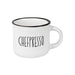 KI-generiertes Bild Vintage Espresso-Tasse 95ml Keramik "Chefpresso" Weiß Emaille-Look mit Spruch